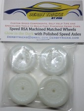 Lightly Lathed  polished Glow in dark pinewood derby Speed Wheels  axles