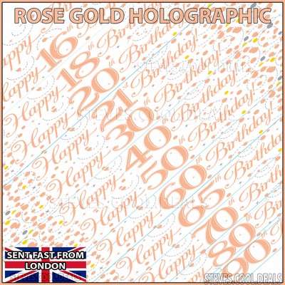 Happy Birthday Banner Rose Gold Age 16 18 21 20 30 40 50 60 65 70