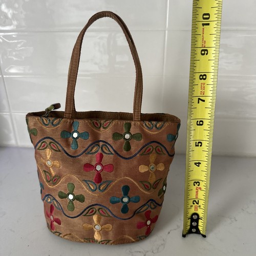 Cartera vintage bordada asa superior boda graduación jardín fiesta - Imagen 12 de 13