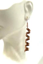 Handcrafted Solid 24 Gage Copper Spiral Twist Dangle Earrings