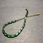 7Ct Baguette Simulated Emerald Elegant Chain Bracelet925 Yellow Sterling Silver