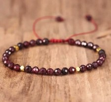 Natural Garnet Stone Dainty Bracelet Red Gemstone Minimalist Bracelet Healing