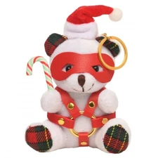Master Series BDSM Holiday Bondage Bear Keychain White - Novelty Gag Gift
