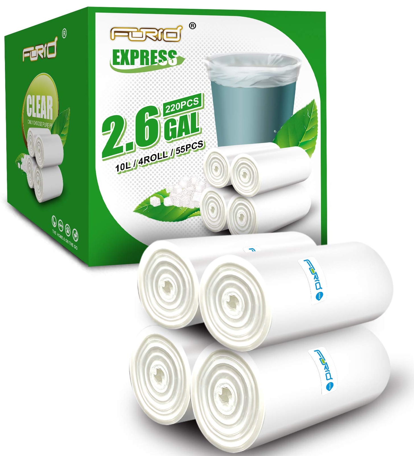 Clear Small Trash Bags 2.6 Gallon Garbage Bags Wastebasket Bin Liners 220 Cou...