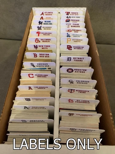 30 Customized MLB Logo Team Labels For BCW Sports Card Tall Dividers LABELS ONLY