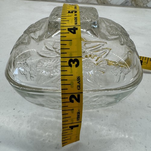 Vintage Square Glass Dish & Lid Flowers Floral Sunflower Candy Trinket Container - Picture 6 of 8