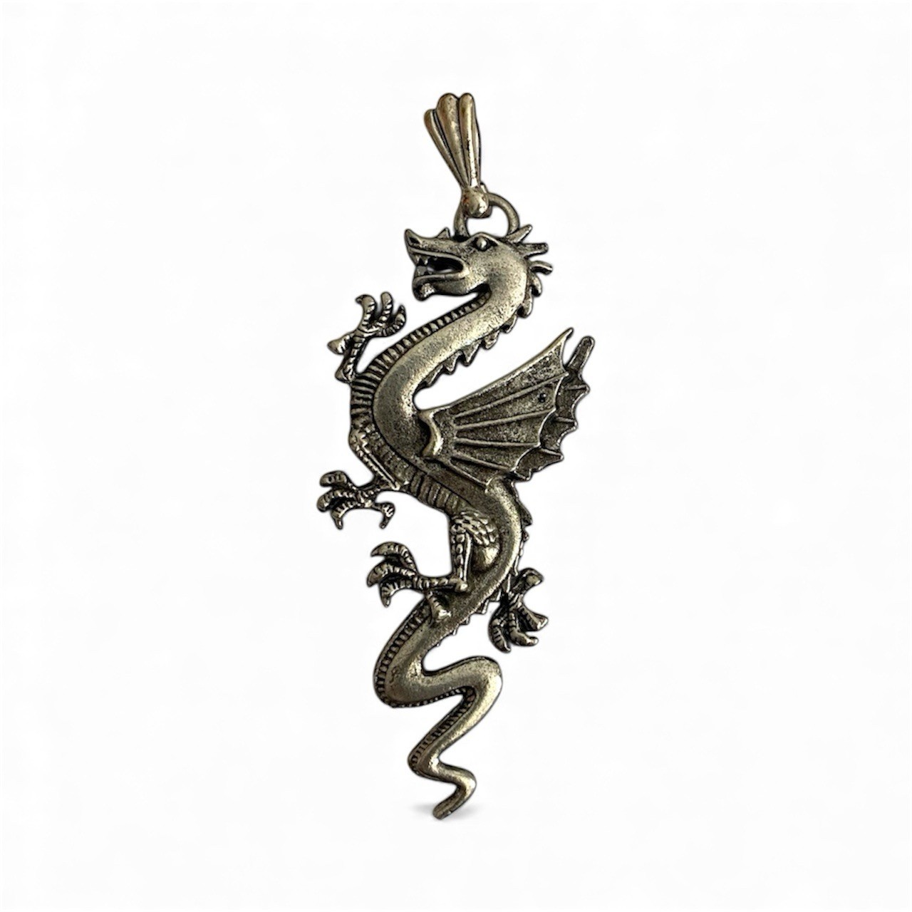 Solid 925 Sterling Silver Chinese Dragon Pendant … - image 1