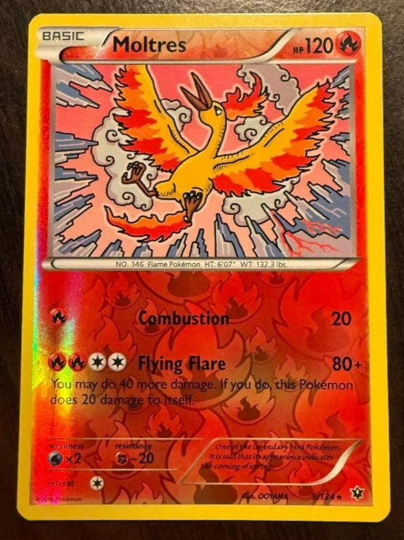 Moltres 9/124 Reverse Holo Rare XY Fates Collide LP English Po Card 9/124