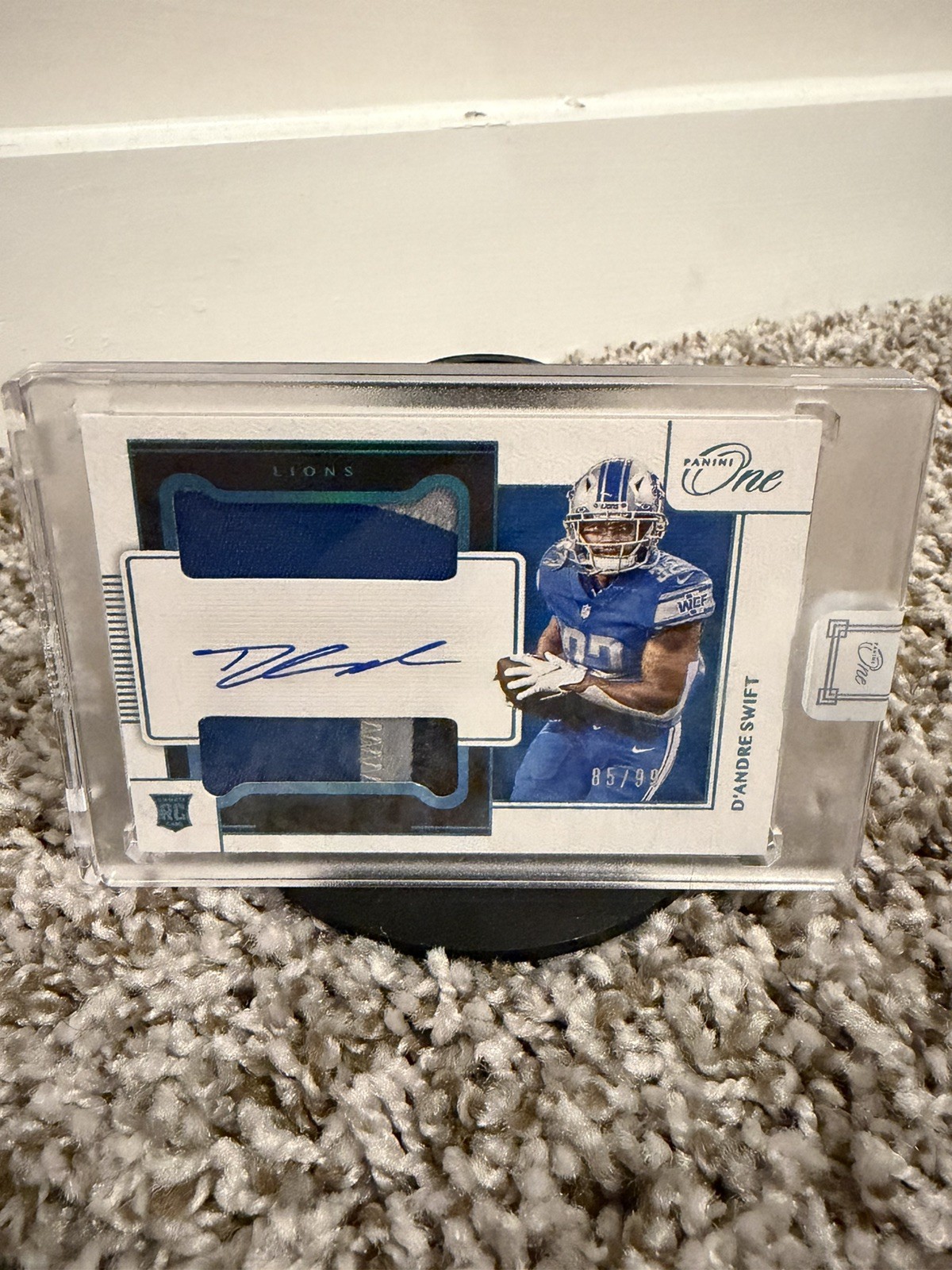 D'Andre Swift Panini One #39 Dual Patch Autograph-Blue