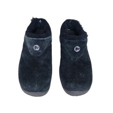Merrell Encore Ice Fur Lined Suede Slip On Clogs Size 6.5 Black Mules Shoes.