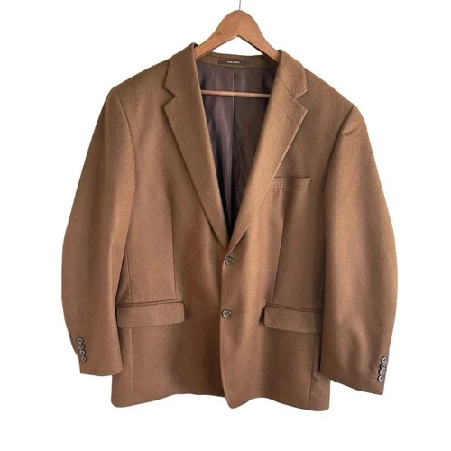 Tasso Elba 100% Cashmere Sport Coat Blazer Mens 44L Brown 2 Button Academia - product listing photo