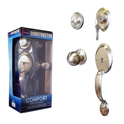 Constructor Comfort Entry Lock Set with Door Lever Handle- Satin Nickel