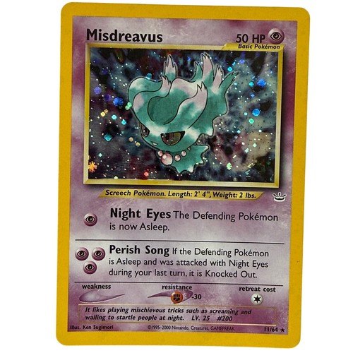 Pokémon TCG Misdreavus 11/64 Neo Revelation Unlimited 2001 Double Holo Error LP
