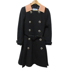 PRADA wool double-breasted coat, size 38S, black Women Used Item From Japan F/S