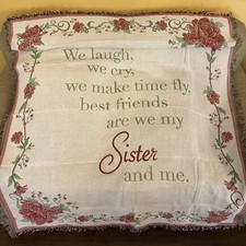 Sister Floral Keepsake Tapestry Throw Blanket -NEW 50"x 62"