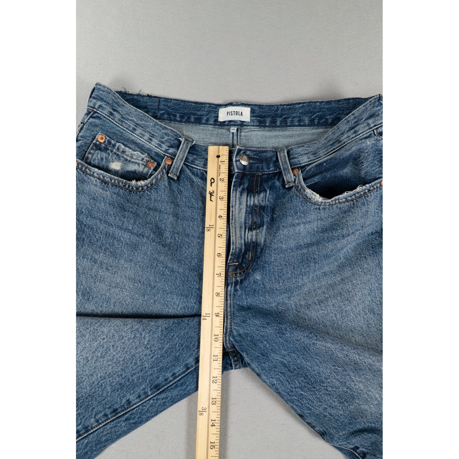Pistola Lennon High Rise Cropped Boot Jeans Blue Distressed Size 29 image 5