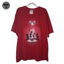 VINTAGE Walt Disney World Baseball Spotlight Shirt L, Red, Mickey, Goofy, Tags 