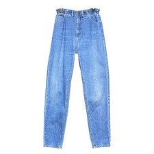 Vintage Lee High Waisted Tapered Mom Jeans Medium Wash Blue USA Made Size 10L