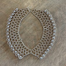 Vintage Faux Pearl Collar Necklace Handmade Cream See Pitures