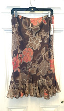 Women's Y2K Forest Fairy Grunge Floral Midi Skirt Size 10 Ruffle Artsy
