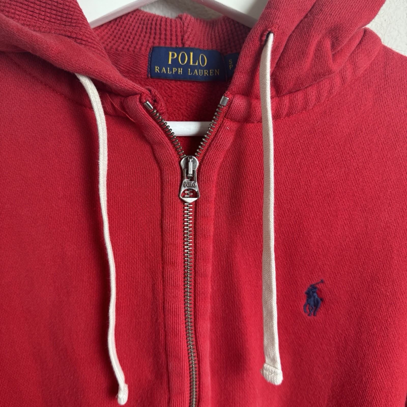 Polo Ralph Lauren felpa con cappuccio uomo piccola rossa full zip felpa giacca pony pile