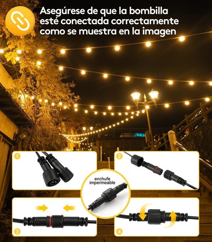 Lichterkette Außen LED Strom Beleuchtung 100ft Aussen 30m Outdoor String Light - Bild 4 von 7