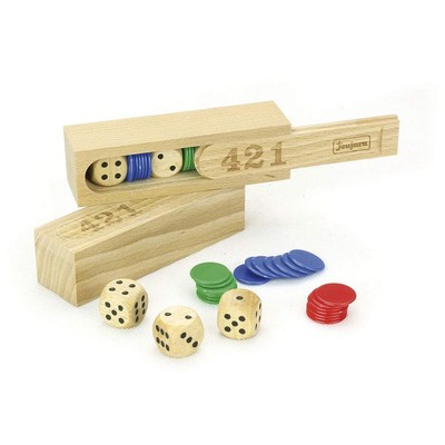 JeuJura Cofanetto Yam In Legno - Gioco Di Dadi Tradizionale - 5 Dadi In Legno - Produzione Francese - 11,4 X 3,3 X 3,1 Cm