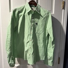 Abercrombie Fitch Shirt Mens Medium Green Plaid Muscle Fit Button Up Casual