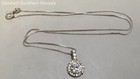 17" Silver Chain White Stone Halo Pendant Necklace — photo 2