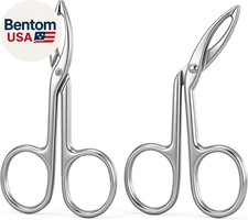 2Pcs Eyebrow Tweezers Scissor Precision Stainless Steel Flat Straight Tip Eyebro