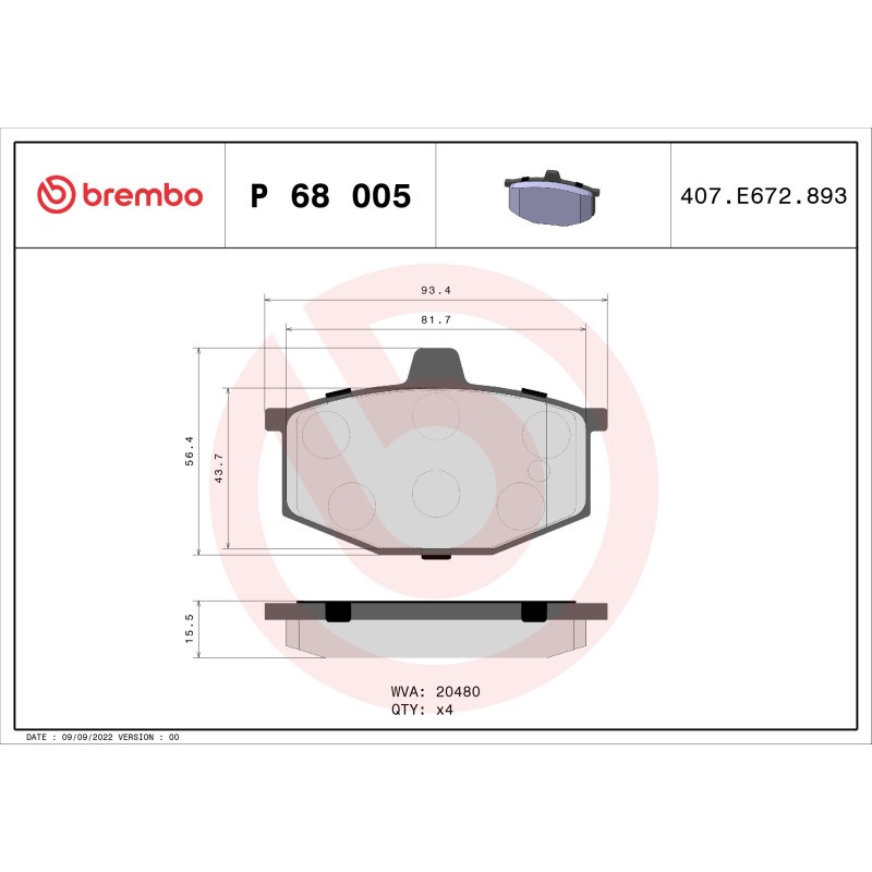 Brembo Kit De Plaquettes De Frein, Frein À Disque P68005 P68005 Renault - Image 6