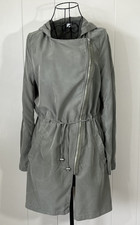 H M Divided Lightweight Hooded Jacket - Asymmetrical Zip - Army Green Size 4