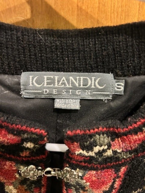 Icelandic Design Wool Cardigan Sweater Jacket Size Small Blue Nordic Knit Coat S - Image 3 of 4