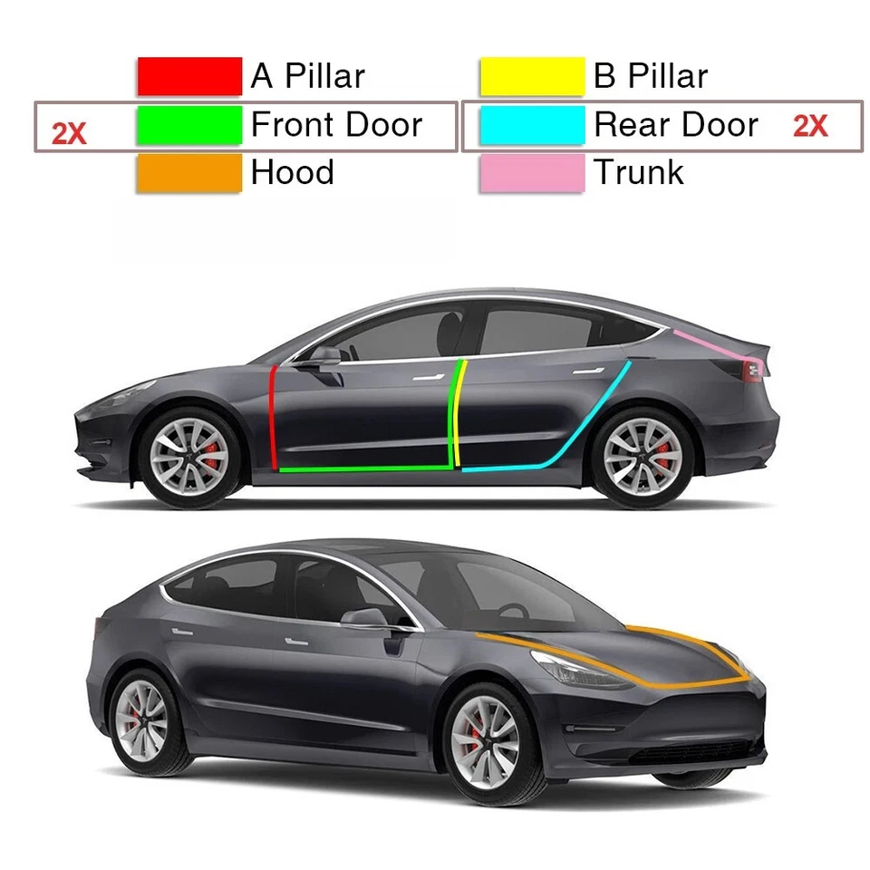 Door Edge Rubber Seal Strip Weather Draft Wind Noise Reduction k For Volvo S60 - Image 2 of 4