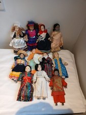 11  Vintage National Costume Souvenir Ceramic Dolls International Bundle 