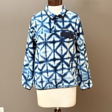Patagonia Women's Synchilla Snap T Diamond Dancer Navy Fleece Pull over Sz M