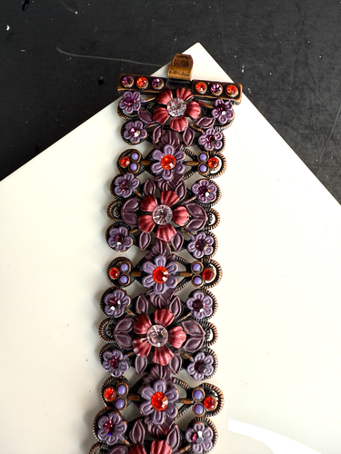 Michal Negrin Mx Lavender Floral Cherub Cameo Bracelet - Picture 7 of 9