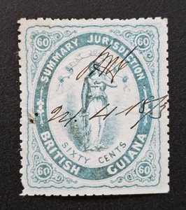 British Guiana Summary Jurisdiction 60c Revenue Stamp FIAT JUSTITIA Justice #60B