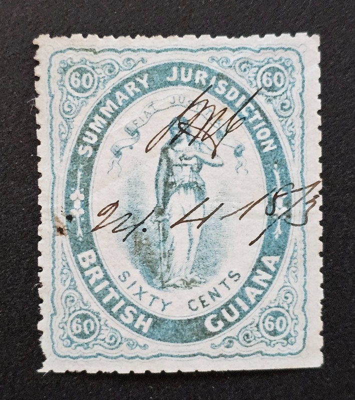 British Guiana Summary Jurisdiction 60c Revenue Stamp FIAT JUSTITIA Justice #60B