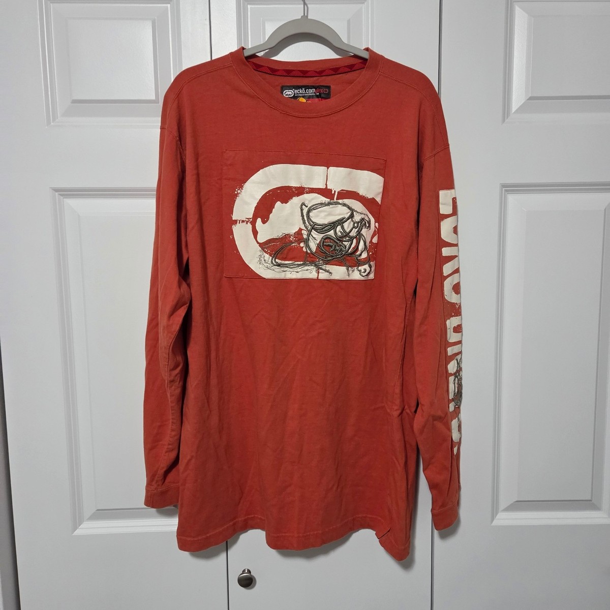 Ecko Unltd Complex Magic Dustman Tee Long Sleeve Rust Orange Rhino Size L