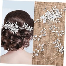 5 Pcs Wedding Hair Comb Crystal Bride Wedding Hair Comb Silver Bridal Pieces