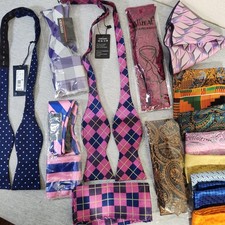 Men  s Bow Tie Pocket Square Lot Hisdern Alizeal Cremieux New Mixed Patterns