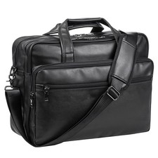 Leather Laptop Bag,Men's 17.3 Inches Messenger Briefcase inch, G black
