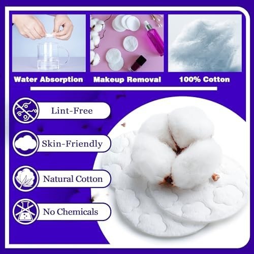400 Count Cotton Pads for Face, round Makeup Remover Pads 100% Pure & Organic Co