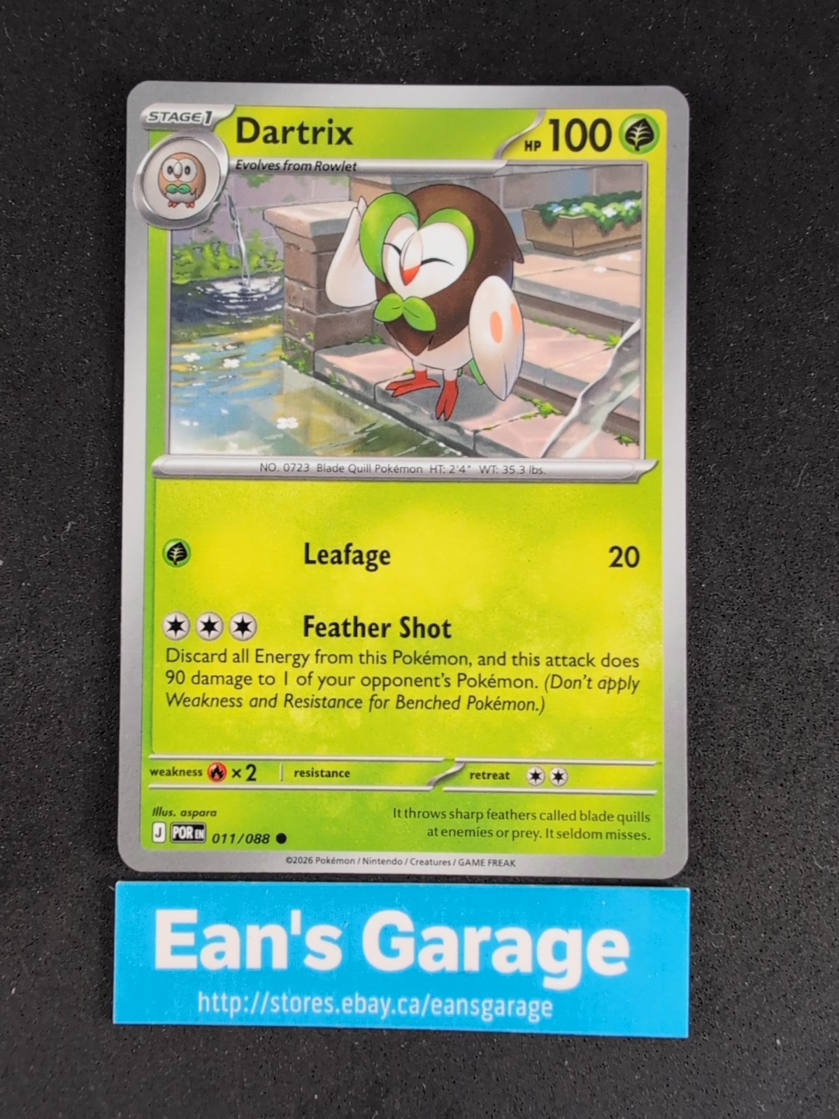 Pokemon Dartrix Stage 1 11/88 Perfect Order common - MN