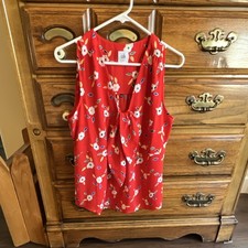CAbi Floral Tank Top Red Multicolor V-Neck Sleeveless Pullover Size M