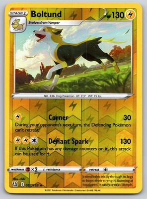 Boltund Reverse Holo 053/163 SWSH05: Battle Styles Rare NM