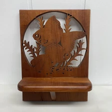 Wood Fish Wall Decor Shelf Handcrafted  Nautical Beach Fishing Lake House