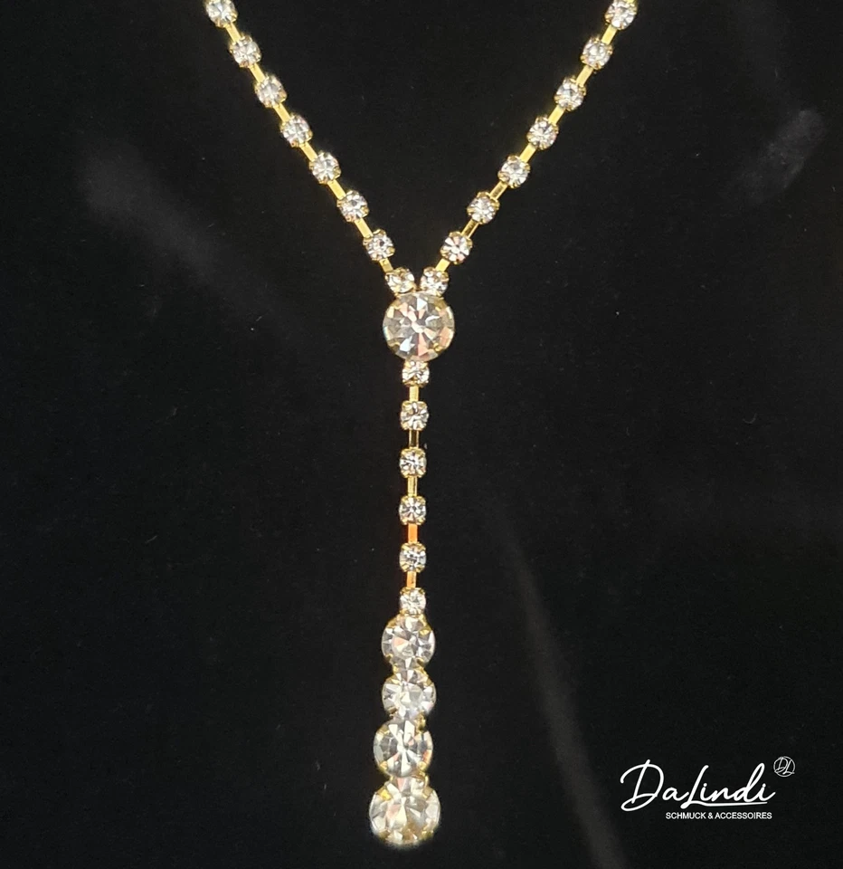 Schmuck Set Damen Halskette Ohrringe Armband funkelnde Strass Mode Braut Event - Bild 3 von 3