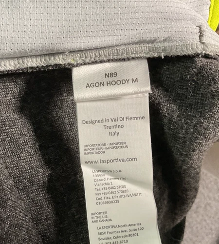 La Sportiva Agon Hoody Men's Size M Carbon/Lime Punch Jacket NWT image 7